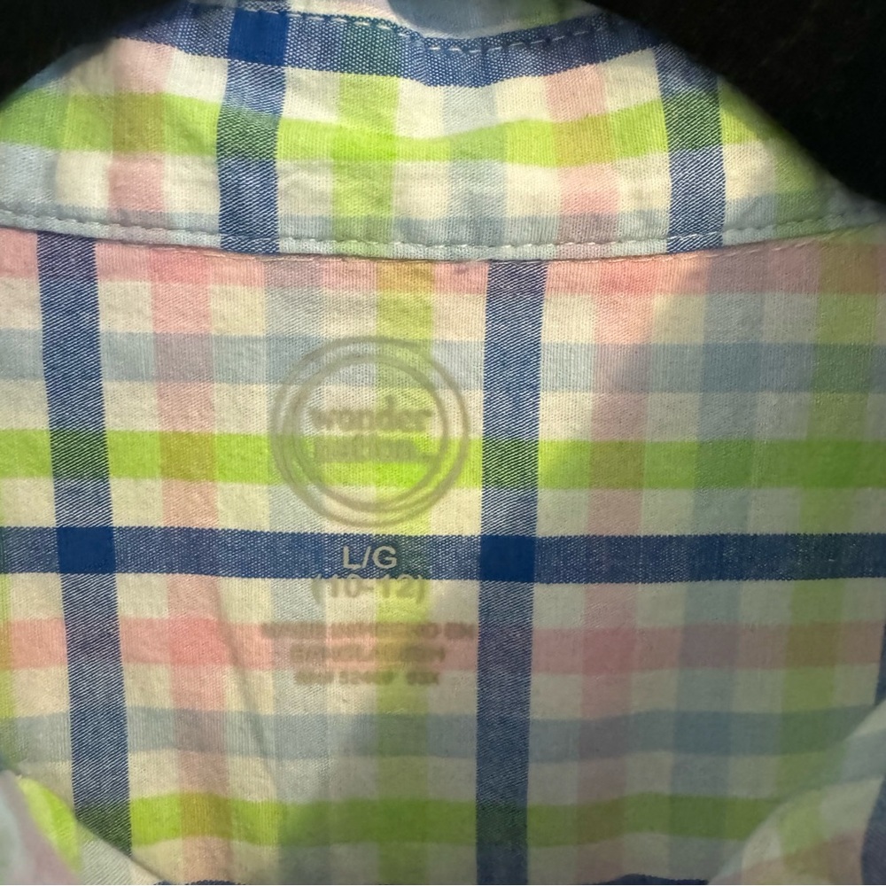 Wonder Nation Long Sleeve Button Down
Plaid Shirt. Size L (10/12) - Picture 6 of 8